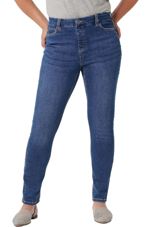 Denim & Co. Pants - Denim & Co. Easy Stretch Slim-Straight Jeans Medium Wash - Regular